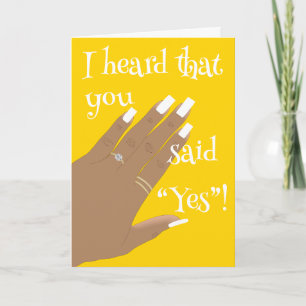 Yellow African American Engagement Greeting Card