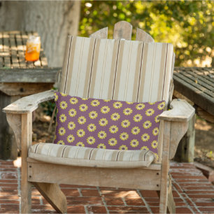 Yellow African Daisy Floral Pattern on Purple Lumbar Cushion