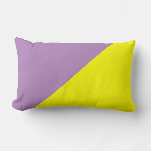 Yellow & African violet Solid Colour Background Lumbar Cushion (Front)