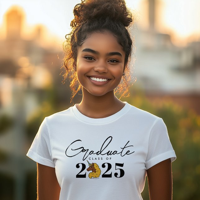 Yellow Afro Unicorn Graduate Custom Year Tri-Blend Shirt (Creator Uploaded)