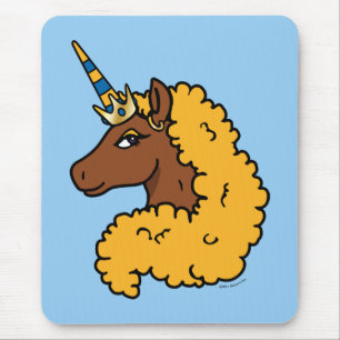 Yellow Afro Unicorn Mouse Pad