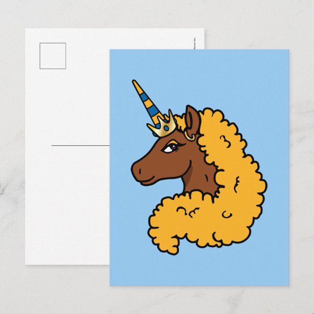 Yellow Afro Unicorn Postcard (Front/Back)