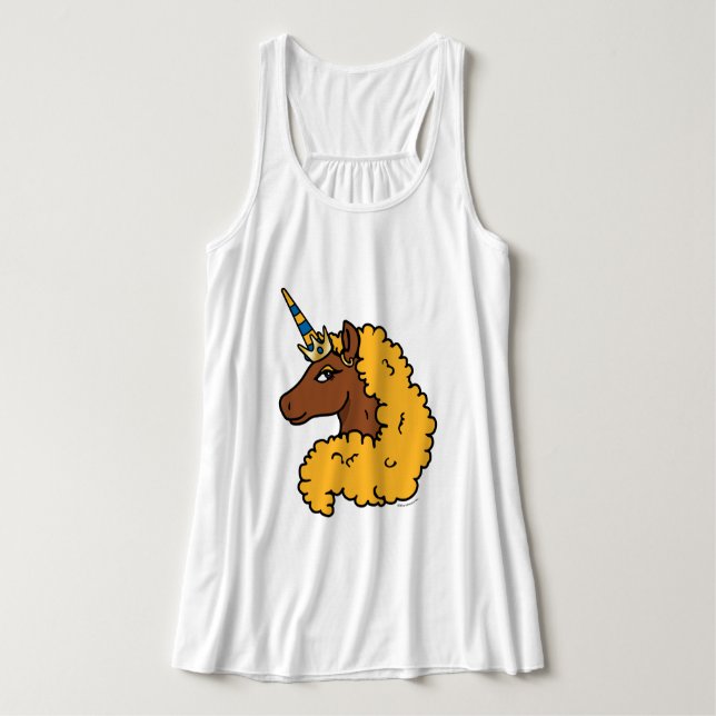 Yellow Afro Unicorn Singlet (Design Front)