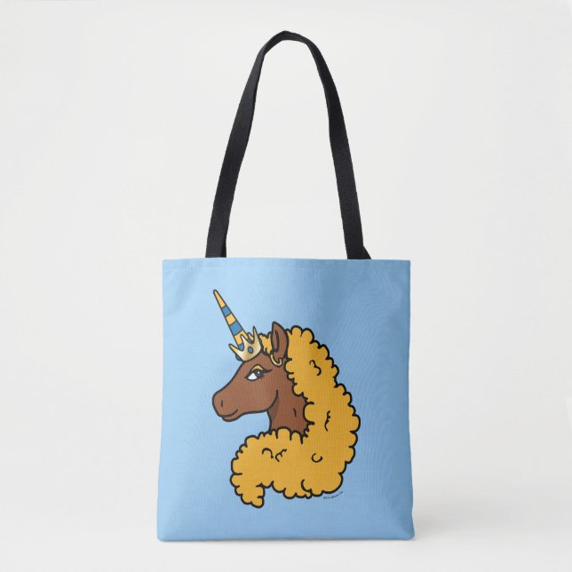 Yellow Afro Unicorn Tote Bag (Front)