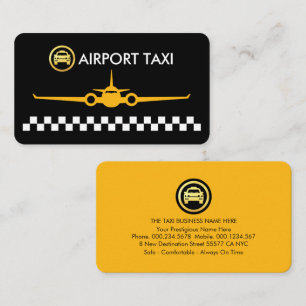 Yellow Airplane Taxi Checked Boxes Business Card