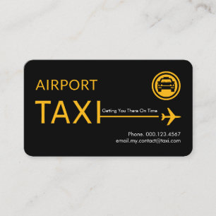 Yellow Airport Taxi Airplane Line Business Card