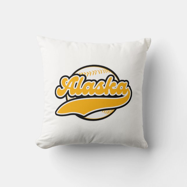 Yellow Alaska College University style National AK Cushion (Front)