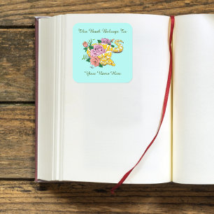 Yellow Albino Ball Python Bookplate Square Sticker