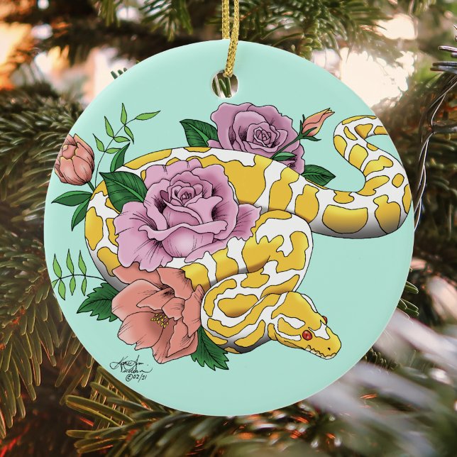 Yellow Albino Ball Python Ceramic Tree Decoration (Creator Uploaded)