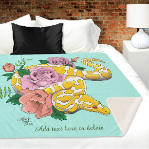 Yellow Albino Ball Python Sherpa Blanket