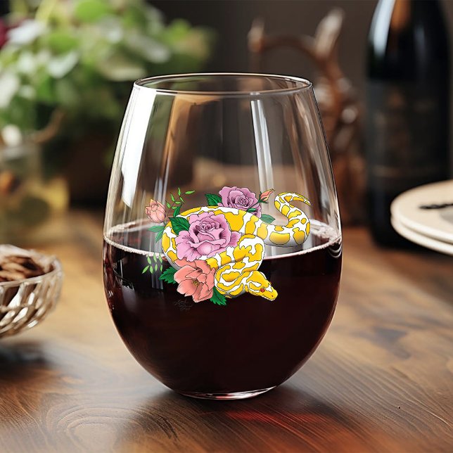 Yellow Albino Ball Python Stemless Wine Glass (Creator Uploaded)