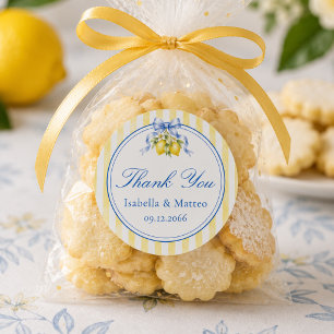Yellow Amalfi Coast Lemon Citrus Party Thank You Classic Round Sticker