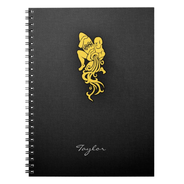 Yellow Amber Aquarius Spiral Notebook (Front)