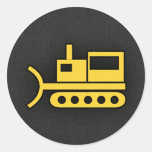 Yellow Amber Bulldozer Classic Round Sticker