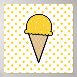 Yellow Amber Ice Cream Cone Poster