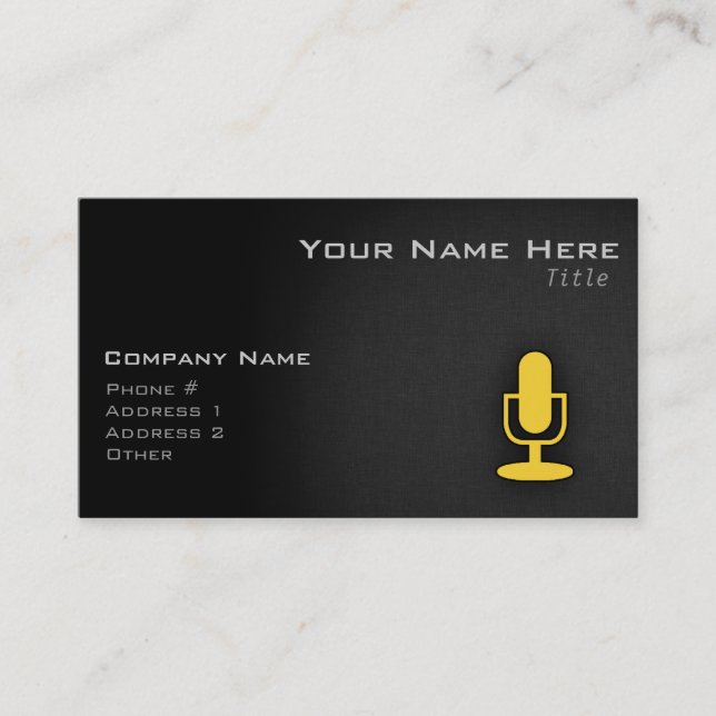 Yellow Amber Microphone Business Card (Front)