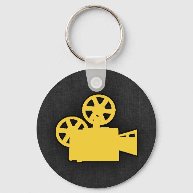 Yellow Amber Movie Camera Key Ring (Front)
