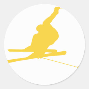 Yellow Amber Snow Ski Classic Round Sticker