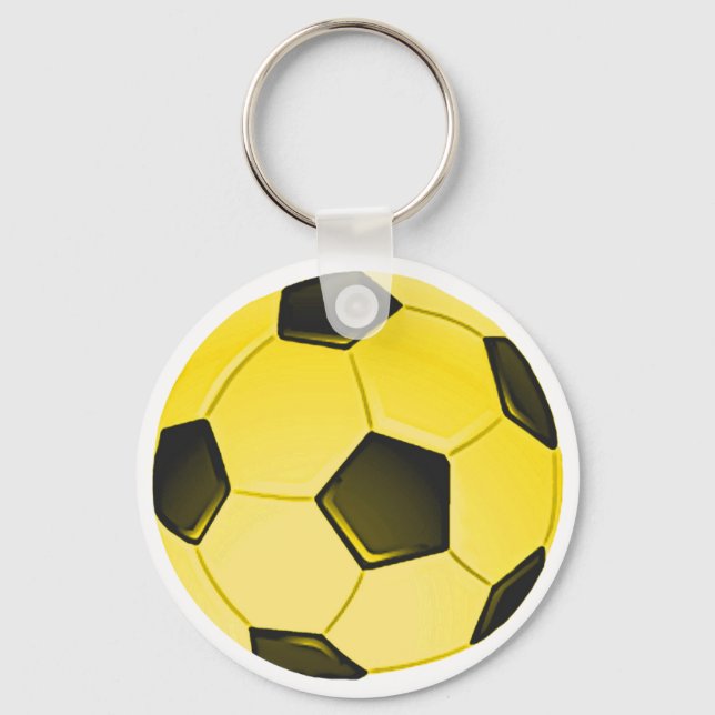 Yellow American Soccer Ball or Football Key Ring (Front)