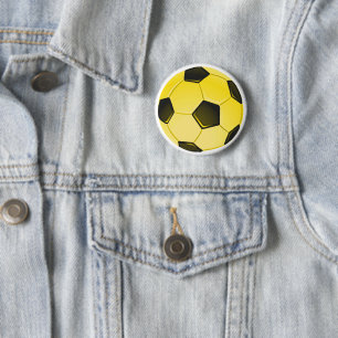 Yellow American Soccer Ball or Football Pinback 6 Cm Round Badge