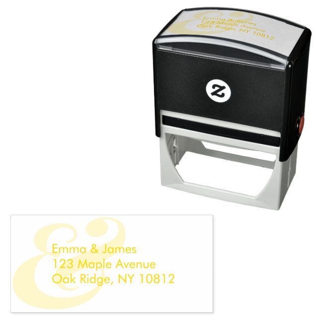 Yellow Ampersand Wedding Return Address  Self-inking Stamp (In Situ)
