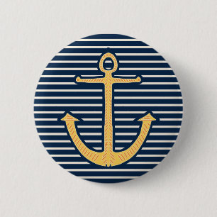 Yellow Anchor 6 Cm Round Badge