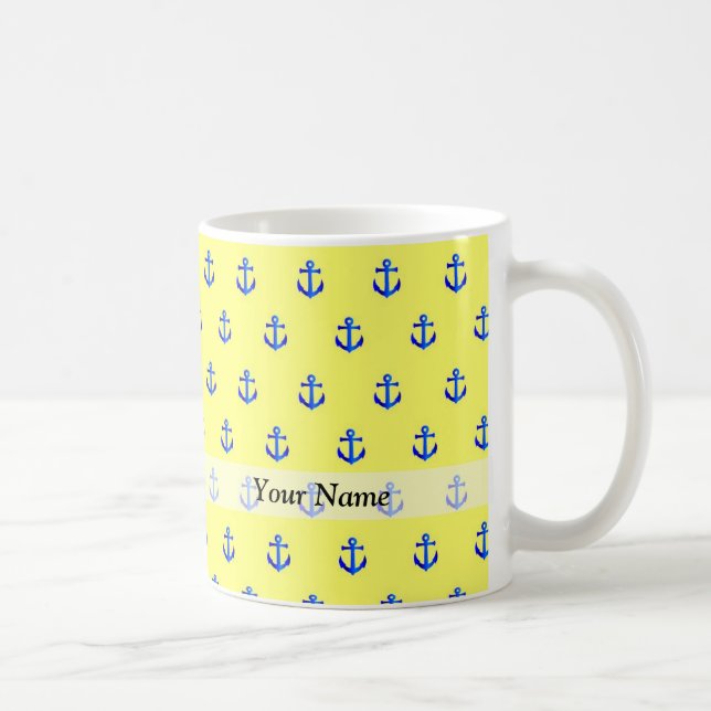Yellow anchor pattern coffee mug (Right)