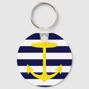 Yellow Anchor Silhouette Key Ring
