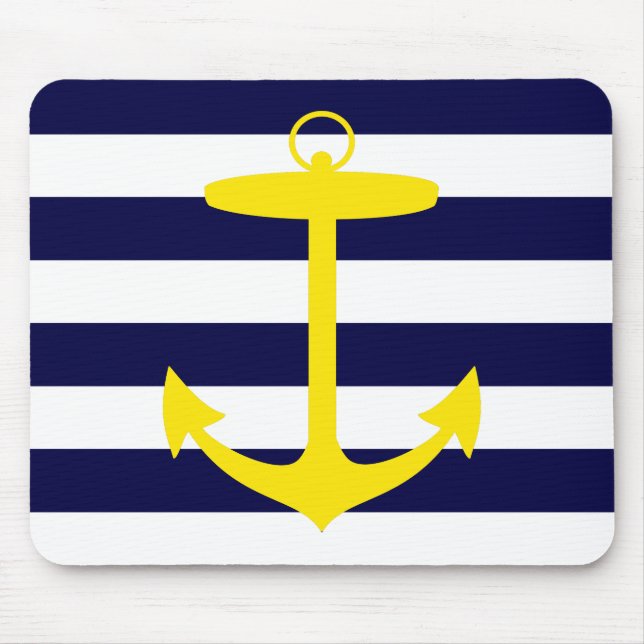 Yellow Anchor Silhouette Mouse Pad (Front)