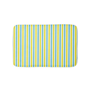 Yellow and aqua striped pattern summer colours bath mat