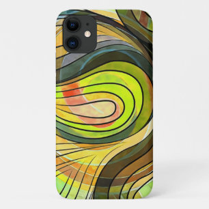 Yellow and Autumn Brown Doodle With Black Lines Case-Mate iPhone Case
