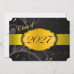Yellow and Black 2027 Graduation Invitation