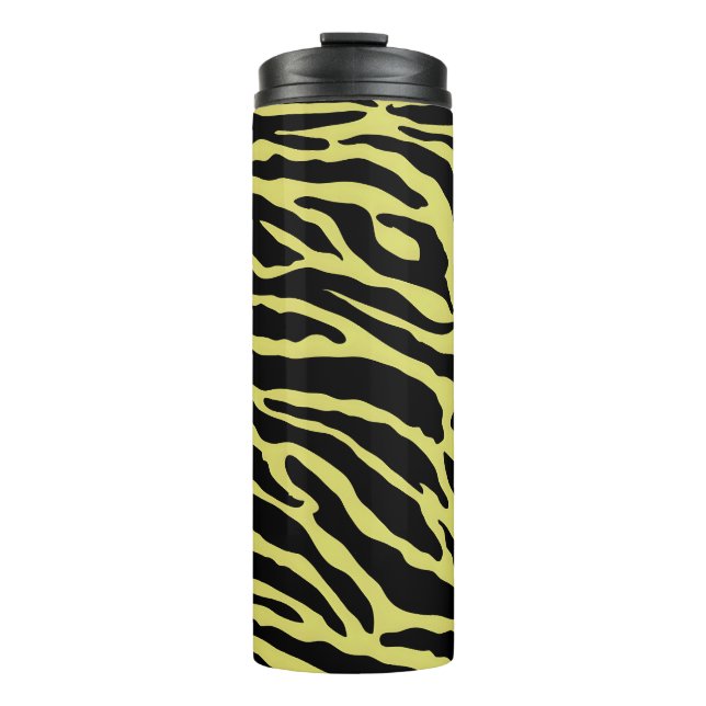 Yellow and Black Animal Print Stripes  Thermal Tumbler (Front)