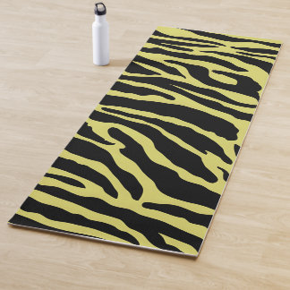 Yellow and Black Animal Print Stripes  Yoga Mat