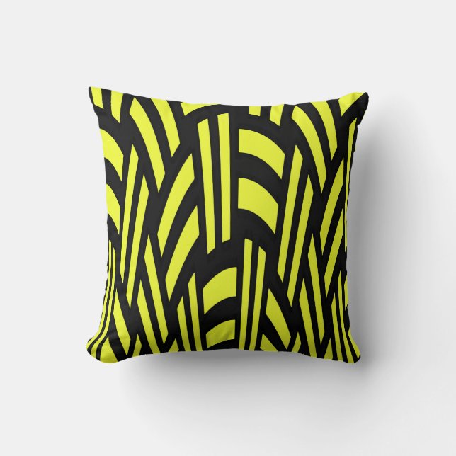Yellow and Black Art Deco Cushion (Front)