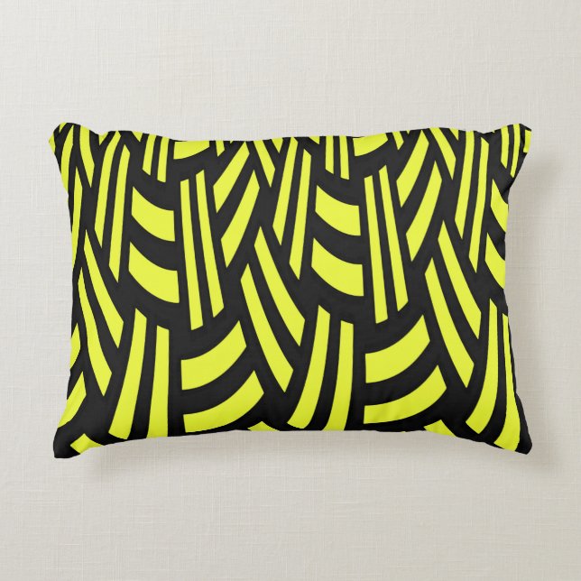 Yellow and Black Art Deco Decorative Cushion (Front)