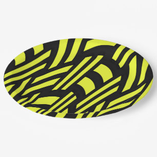 Yellow and Black Art Deco Paper Plate