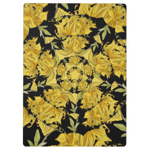Yellow and black Azalea fractal art Clipboard