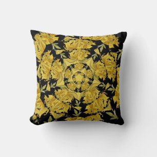 Yellow and black Azalea fractal art Cushion