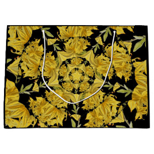Yellow and black Azalea fractal art Large Gift Bag
