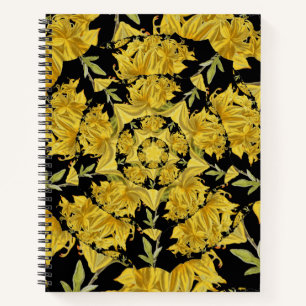 Yellow and black Azalea fractal art Notebook