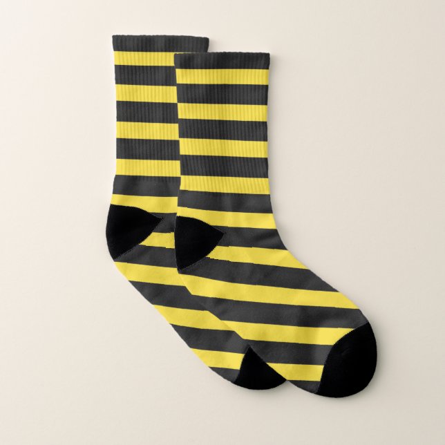 Yellow and Black Bumble Bee Colour Stripes Socks (Pair)