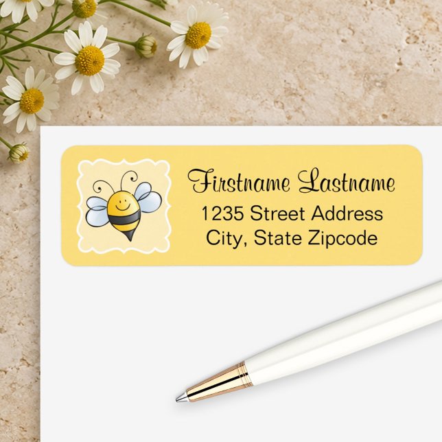 Yellow and Black Bumblebee | Cute Return Address (Creator Uploaded)