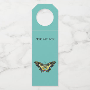 Yellow and black butterfly  bottle tag