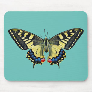 Yellow and black butterfly mouse pad