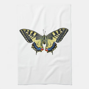 Yellow and black butterfly tea towel