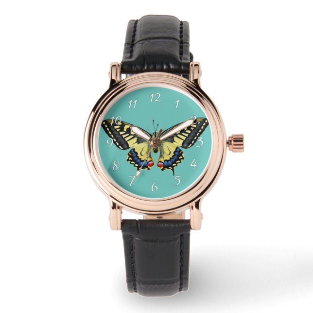 Yellow and black butterfly   watch (Front)