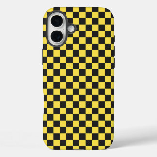 Yellow and black checkerboard pattern iPhone 16 plus case