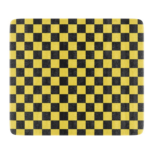 Yellow and black checkerboard pattern cutting board (Front)