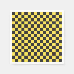 Yellow and black checkerboard pattern napkin